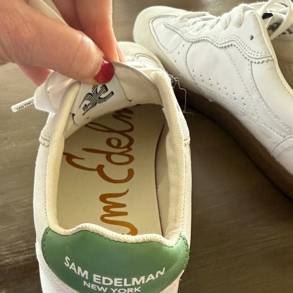 Sam Edelman Kallen Cream and White Leather & Suede Lace-Up Sneakers 10 New - Picture 4 of 5